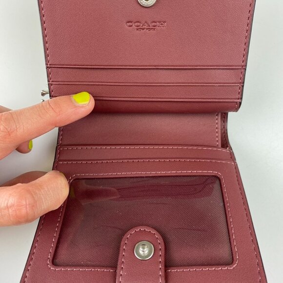 Coach CM216 Snap Wallet With Coach Heritage in Taupe, New with Tag - Picture 2 of 5